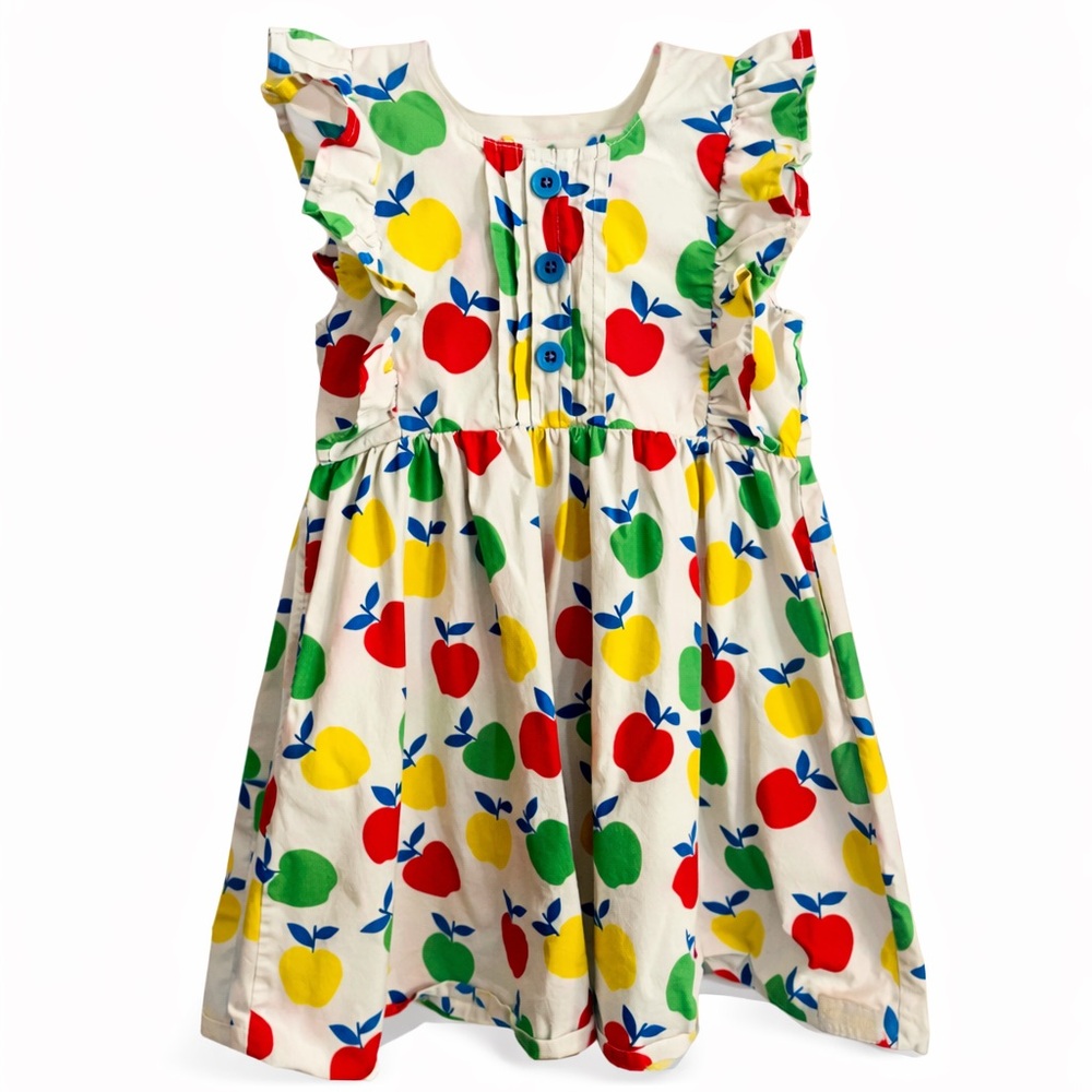 Eleanor Rose Girls Apple Print Flutter Sleeve Dress Size 8 NWOT Boutique